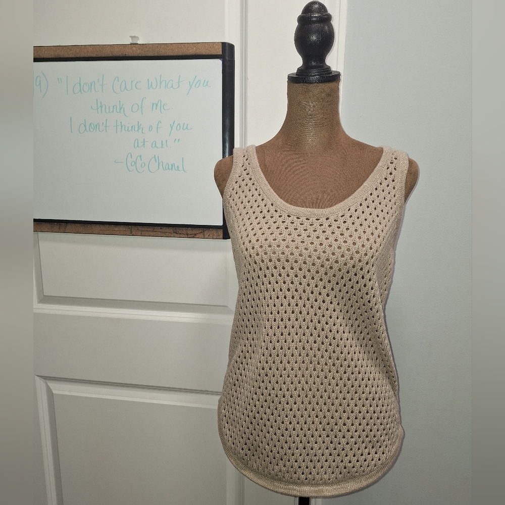 Women's Tan Sleeveless Knit Top